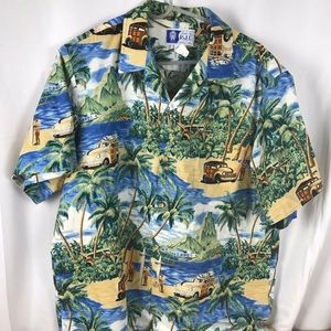 VINTAGE RJC Hawaiian Shirt ManSurfboard Palm Trees